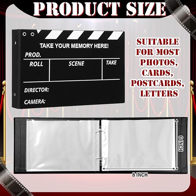 Spiareal Movie Night Card Organizer Set Greeting Card Holder 6 x 8 Inches 100 Pages Stamping Binder Album Display Organization Storage for Movie Night Party Photo Gift