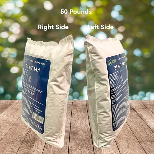 Supply Solutions 21.4-7-14.1 Lawn and Turf Fertilizer with Iron - Achieves a Lush Green Lawn in Weeks - Turf Builder for All Grass Types - for Greener Grass Fertilizer (50lbs)