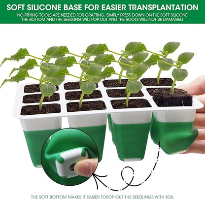 Seed Starter Tray with Grow Light,5 Pack 60 Cells Seedling Tray Kit Reusable & Dishwasher Safe for Starting Vegetable, Flower & Herb Seeds Indoor Grow Kit for Deep-Rooted Seedlings