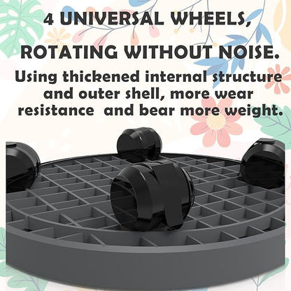 WanderingDonkey 12.6 Inch Heavy Duty Plant Caddy with Wheels,Rolling Plant Stand Pot Trolley,Wheeled Planter Saucer Tray,Potted Flower Mover Dolly with Casters Round Coaster for Indoor outdoor,Gray