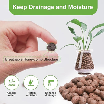 10 lbs LECA Clay Pebbles for Plants, 4-16mm LECA Balls for Indoor Plants Drainage, Hydroponics, Aquaponics, Natural Clay Balls for Soil Root Development, Orchid Potting Mix