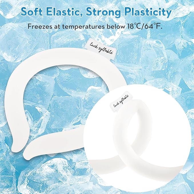 Neck CoolingTube with Insulated Bag, Reusable Ice Coolers Wearable Body CoolingProducts, Neck Coolers for HotWeather (White*2)