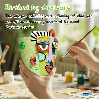 Abstract Face Planters Pots, Unique Head Planter for Indoor Plants, Funny Face Flower Pot, Cute Abstract Art Flower Vase with Facial Expressions, Unique Planter Head Pot for Home Decor(Classic,S)