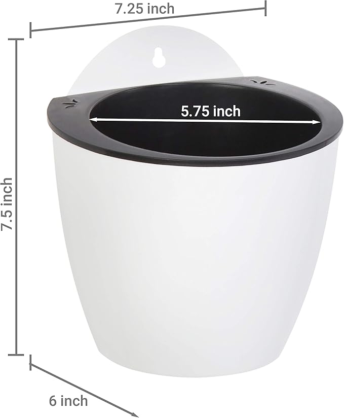 MyGift 7.5 Inch Wall Planters for Indoor Plants, White Plastic Hanging Self Watering Plant Pots, Flower Cactus Herbs Plant Container Wall Planter Set of 4