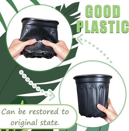 60 Pack 1 Gallon Nursery Plant Pots,Thickened Flexible Plastic Seedling Pot with Holes,Flower Plant Container for Succulents,Cuttings,Transplanting,Home Garden(Black)