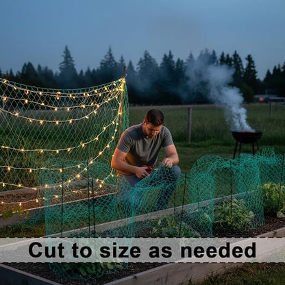 Garden Netting, 50' x 50' Heavy Duty Bird Netting Deer Fence Net, 1.6" Mesh Poultry Netting for Chicken Coop, Run & Garden, Protect Fruit Trees, Vegetables from Birds, Deer,Hawk, Squirrels