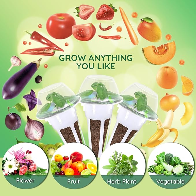 121pcs Seed Pods Kit for AeroGarden, Seed Starter Sponges, Hydroponics System Indoor for All Brands, Grow Anything Kit with 30 Grow sponges, 30 Pod Labels, 30 Grow Baskets, 30 Grow Domes, 1 Tweezer
