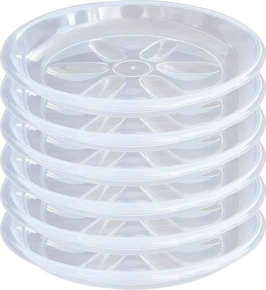 6 Pack of Plant Saucer, 6 inch Clear Plant Trays for Pots, Plant Water Catcher Tray, Plant Plate for Indoors Outdoors