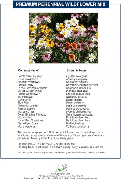 Bulk Wildflower Seed Shaker – Perennial Flower Seeds Mix to Plant Anywhere, by Geva Grow | 20 - Different Type Beautiful Perennial Wildflower Seeds Bulk 900,000+ Seeds, 1 Pound Tub