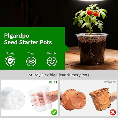 Clear Nursery Pots for Plants, 3/3.5/4 Inches Clear Flower Pots with Drainage, 24 Packs Seed Starter Pots with Different Sizes, Transparent Seedling Pots for Indoor Plants