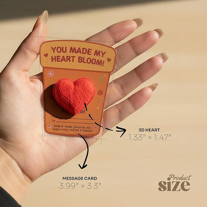 Seed Bloom 3D Heart Seed Paper Gift Set – 24 Plantable Heart Shapes with Wildflower Seeds, Includes Cards & Double-Sided Tape, Ready-to-Gift For Valentines Day Gift, Weddings & Special Occasion Favor