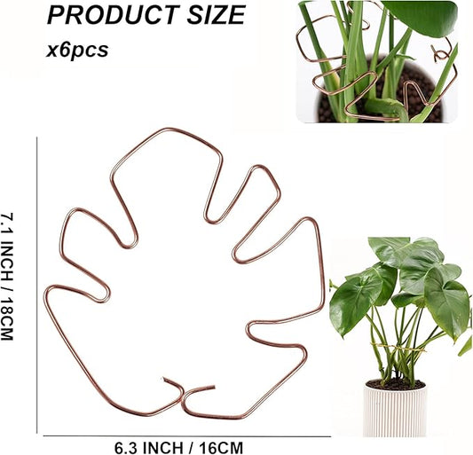 6PCS Plant Stem Support, Copper Monstera Plant Support, Unique Designed Stable Plant Support Stakes for Plants Stabilizer, Turtle Shell Bamboo Clamp Set for Outdoor & Indoor Plants Thriving Growth