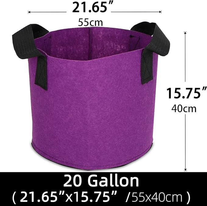 Grow Bags,Growing Pot Bags Garden Grow Bag Indoor Outdoor Fabric Aeration Plant Pot Container Flower Vegetable Pouch (Purple,20Gallon)