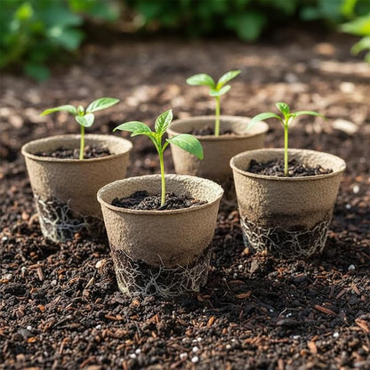 Peat Pot, 126 Packs 3.15 Inch Seed Starting Pots with Drainage Holes Round Nursery Pot, Biodegradable Round Plant Seed Starter Peat Pots Germination Seedling Trays