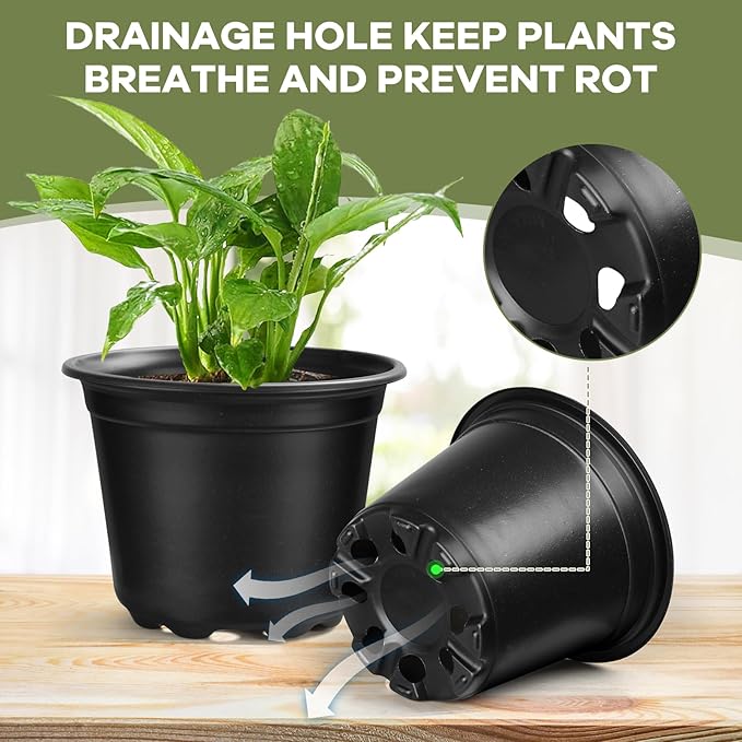 4 5 6 Inch Nursery Pots, 110 Packs Plastic Plant Pot with Drainage Hole, Seedling Starter Pots for Succulents (4 Inch)