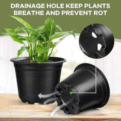 4 5 6 Inch Nursery Pots, 110 Packs Plastic Plant Pot with Drainage Hole, Seedling Starter Pots for Succulents (4 Inch)