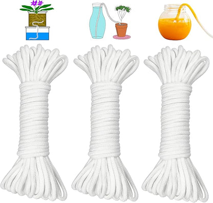 ORIMERC 300 feet 1/5 inch Self Watering Capillary Wick Cord Vacation Plant Sitter DIY Hydroponic Wicking Rope Seeds Start Planter Pot Automatic Potted Flower Passive Lazy Waterer String System Device