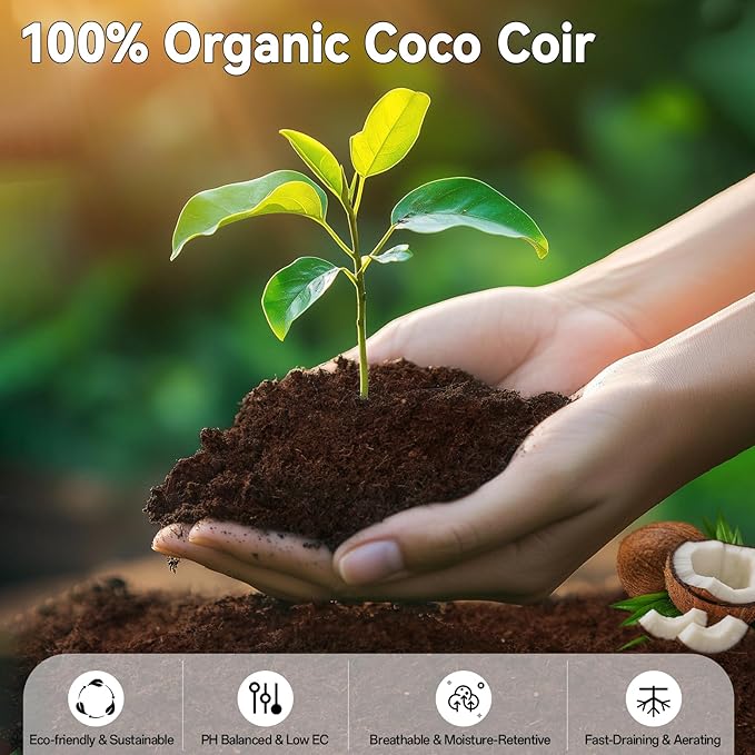 ZeeDix 50 Pack 40mm Organic Coco Coir Seed Starter Pellets, Compressed Coconut Fiber Seed Starter Soil Discs Potting Soil Mix for Indoor Outdoor Plants, Herbs Houseplants Bonsai Vegetables Flowers