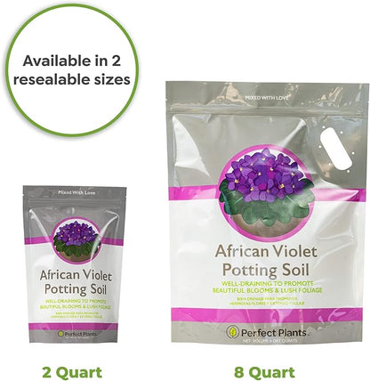 Perfect Plants African Violet Potting Soil 2qt. | Perfectly Crafted Organic Plant Mix for Potted Violets | Ready and Easy to Use Flowering Plant Substrate
