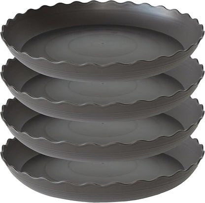 4 Pack of 14 inch Plant Saucer Plant Tray, Plastic Plant Saucer, Heavy Duty Plant Tray for Pots, Plant Saucers for Indoors Planter, Garden Water Plate Bowls for Gallon Grow Bags (Brown)