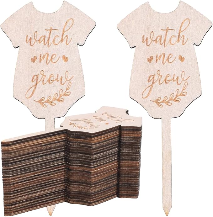 GORGECRAFT 30Pcs Watch Me Grow Plant Tags Succulent Labels Clothes Wooden Plant Stakes Gift Nursery Garden Marker Sign for Seed Potted Flower Herbs Teacher Appreciation Xmas Thanksgiving Supplies