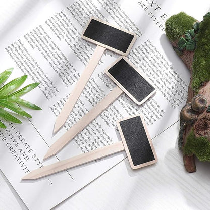 Exceart Mini Wooden Chalkboard Plant Labels Wooden Plant Markers Tags Nursery Garden Labels Planter Pot Markers Stakes for Home Gardening Supplies 40pcs