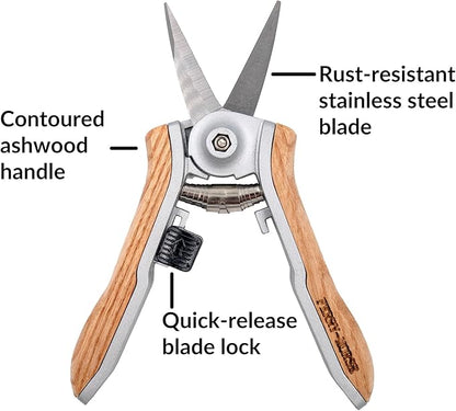 Ferry-Morse Pruning Garden Snips - Wood Handle, Heavy Duty, Garden Shears, Pruner - Manual - Wood