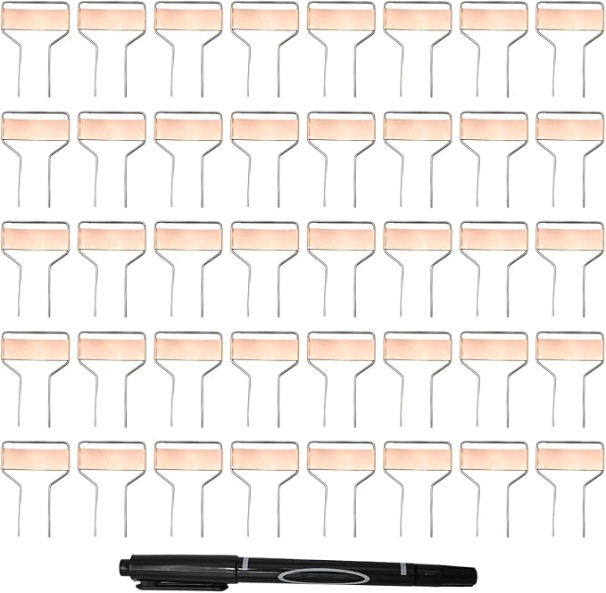 40 PCS 4 Inch Metal Plant Label Stakes, Metal Plant Labels, Copper Plant Tags with 1 Maker Pen for Flowers Vegetables Seedlings Seed