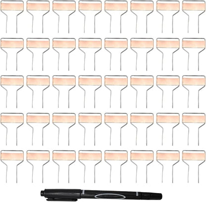 40 PCS 4 Inch Metal Plant Label Stakes, Metal Plant Labels, Copper Plant Tags with 1 Maker Pen for Flowers Vegetables Seedlings Seed