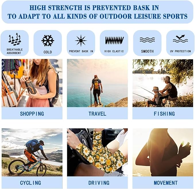 Binienty Unisex Arm Sleeves for Driving, Golf, Cycling, Sports, UV Protector Cooling Arm Sleeves Cover
