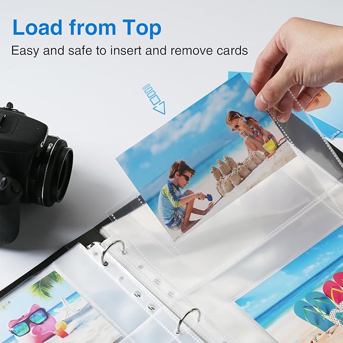 Sooez 30 Pack 4x6 Photo Sleeves, Heavy Duty Photo Sleeves for 3 Ring Binder (for 120 Pictures), Plastic Photo Album Refill Pages, Clear Archival Photo Album Sleeve, Photo Pages Sheets