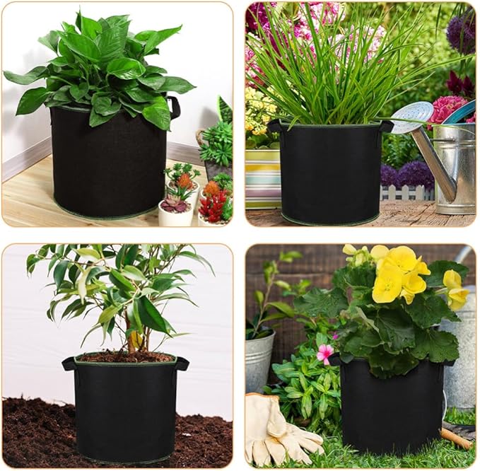 GANAZONO 6Pcs 4 Gallon Plant Grow Bags Breathable Felt Non-Woven Aeration Fabric Plant Grow Pots for Nursery Vegetable Flower Grow with Handles