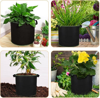 GANAZONO 6Pcs 4 Gallon Plant Grow Bags Breathable Felt Non-Woven Aeration Fabric Plant Grow Pots for Nursery Vegetable Flower Grow with Handles