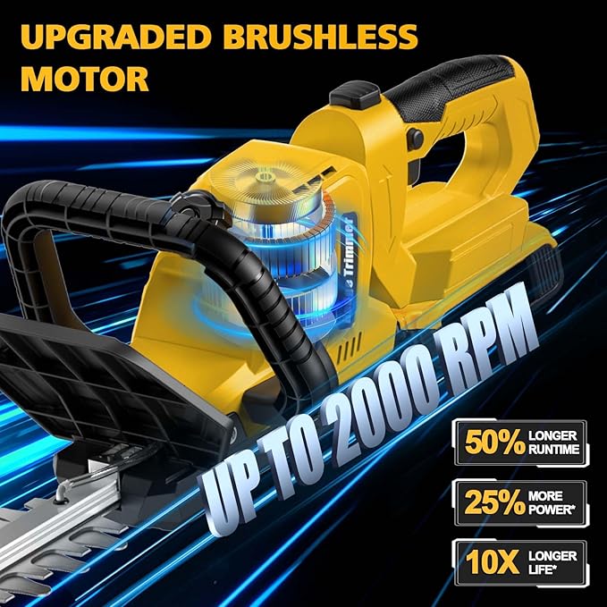 Hedge Trimmer Cordless Compatible with DEWALT 20V MAX Battery, 22-Inch Battery Hedge Trimmer, Brushless Bush Trimmer, 2/3'' Cutting Capacity, Lightweight & Rotatable Handle(No Battery)