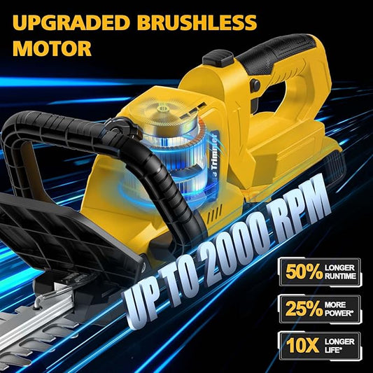 Hedge Trimmer Cordless Compatible with DEWALT 20V MAX Battery, 22-Inch Battery Hedge Trimmer, Brushless Bush Trimmer, 2/3'' Cutting Capacity, Lightweight & Rotatable Handle(No Battery)