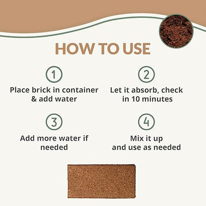 Coco Coir Brick (650gms) + Myco Bliss Granular (200 g) - Organic Coco Coir for Plants & Mycorrhizae for Plants - Mycorrhizal Fungi Inoculant - Coconut Coir for Gardening - Garden Soil Potting Soil Mix
