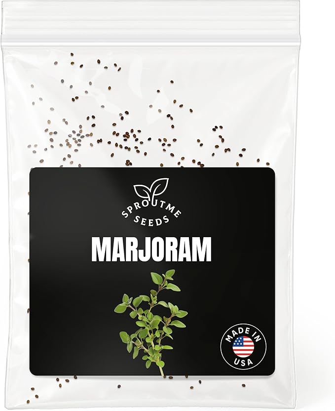 Sweet Marjoram Seeds for Planting – 200+ Non-GMO Heirloom Culinary Herb, Mild Aromatic Leaves for Cooking and Seasoning, High Germination (Origanum majorana)