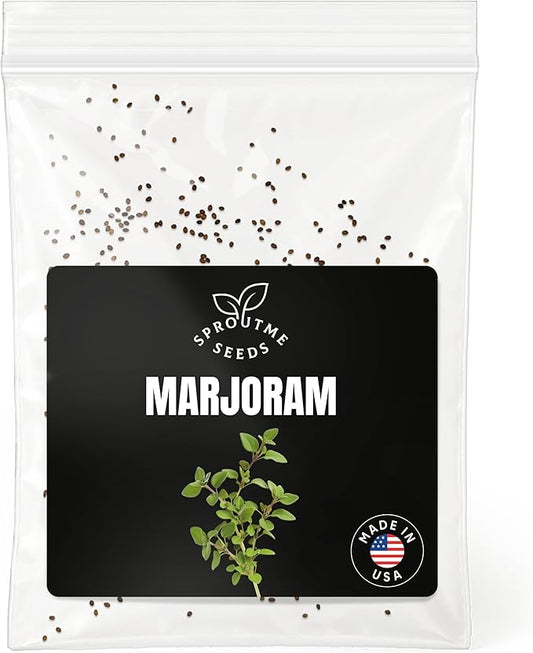 Sweet Marjoram Seeds for Planting – 200+ Non-GMO Heirloom Culinary Herb, Mild Aromatic Leaves for Cooking and Seasoning, High Germination (Origanum majorana)