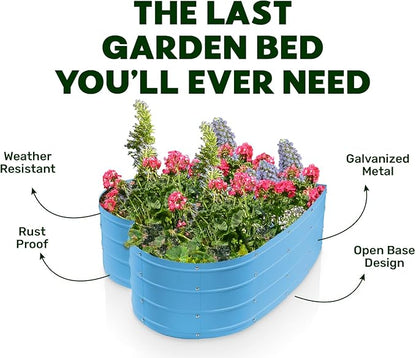 Plant & Plot Galvanized Raised Garden Beds Outdoor // Planter Raised Beds for Gardening, Vegetables, Flowers // Large Metal Garden Box (Teal) // Tool-Free Assembly
