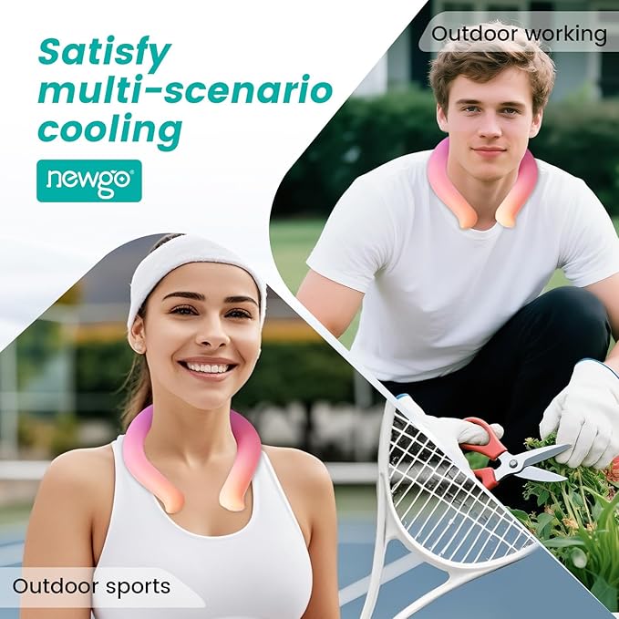 NEWGO Neck Cooling Tube Reusable Ice Cooler Cold Pack for Summer Heat, Ice Neck Ring for Outdoor Workers, Athletes, Sports Enthusiasts, Hot Flash Sufferers, Campers, Purple-Yellow Gradient