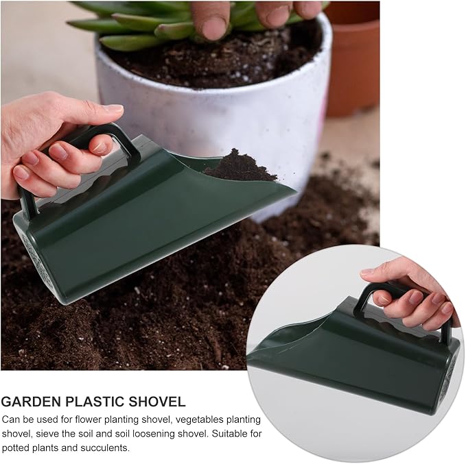 Kisangel Garden Soil Scoop Plastic Bucket Shovel for Potting Succulents Plant Soil Sifting and Transplanting Tool 8.54 Inch
