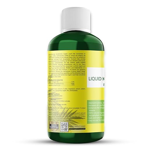Organic Premium Kelp Seaweed Fertilizer for Peace Llily - Liquid Plant Food - Nutrient-Rich Soil Enhancer - Natural Plant Food for Spathiphyllum (8 OZ)