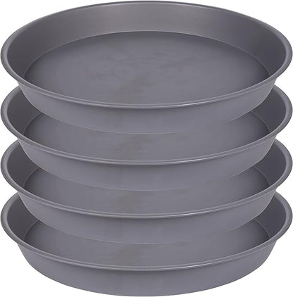 4 Pack of 18 19 inch Plant Saucer Round, Deep Plant Saucers for Pots, Heavy Duty Plastic Plant Drip Tray for Indoors Outdoor, Bird Bath Bowls, Plant Trays for Planter 17-20" (19 inch, Cement)