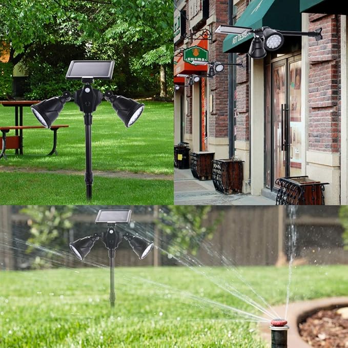 Solar Outdoor Spotlights, 1400-Lumens Bright 36 LED Motion Sensor Spot Lights Waterproof Double Head Security Light Wall Lights Landscape Light for Patio Deck Yard Garden Driveway Lighting