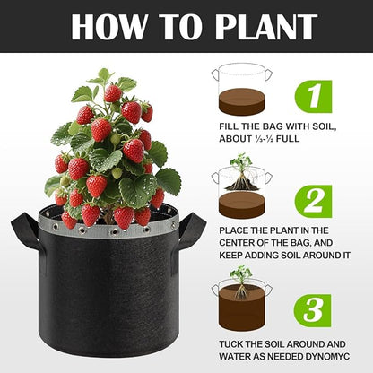 3 Gallon Grow Bags 6 Pack,Premium 3 Gallon Fabric pots for Healthy Plant Growth - Durable and Reusable Garden Bags to Grow Vegetables,Fruits,and Flowers