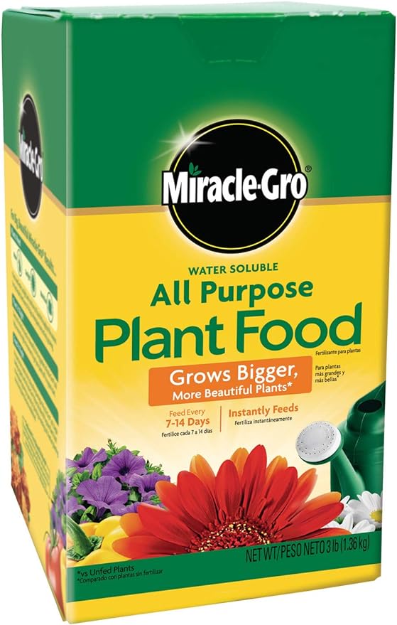 Miracle-Gro Water Soluble All Purpose Plant Food - Fertilizer For All Indoor or Outdoor Plants including Roses, Flowers, Vegetables, Houseplants, Trees, and Shrubs, 3 lbs.