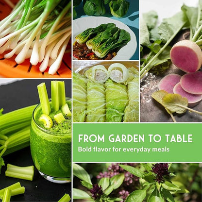 Survival Garden Seeds - Asian Vegetable Collection Seed Vault for Planting - Thai Basil, Napa Cabbage, Canton Pak Choi, Chinese Celery, Green Onions, Watermelon Radish - Non-GMO Heirloom Varieties