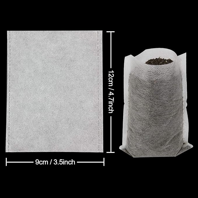 Augshy Nursery Growing Bags, 400pcs Fabric Plant Bags, Non-Woven Plants Grow Bags, Seeding Starter Bag Seedling Plants Pots Home Garden Outdoor Greenhouse Supplies