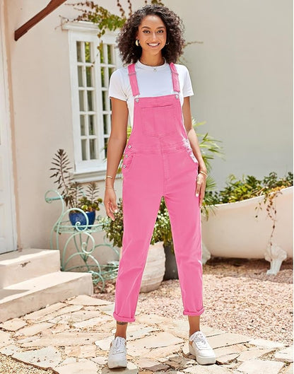 Vetinee Womens Classic Adjustable Straps Pockets Denim Bib Overalls Jeans Pants