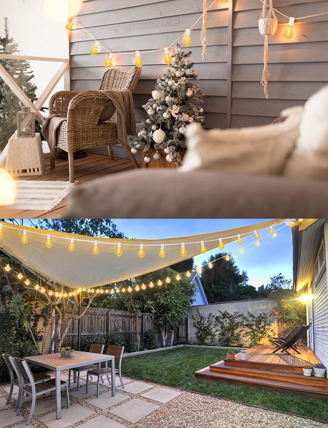 String Lights for Outside 300FT(3x100FT) Outdoor Lights with 150+6(Spare) Edison Shatterproof Bulbs, Patio Light Connectable for Backyard, Bistro,Porch,White Cord String Light Waterproof